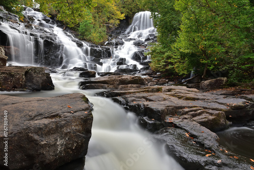 Waber water falls at La Mauricie Canada Park. Long exposure of a fall.