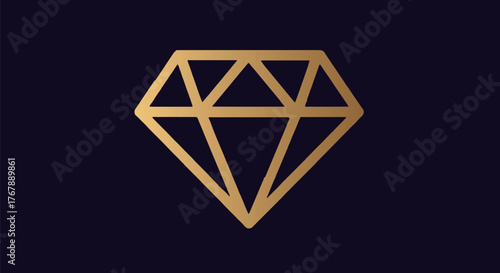 Golden diamond vector design graphic luxury illustration gemstone jewelry art icon