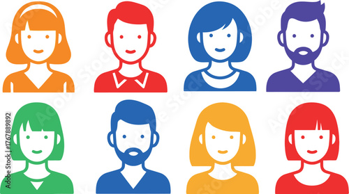 Colorful avatar icons vector illustration set for social media profile pictures design