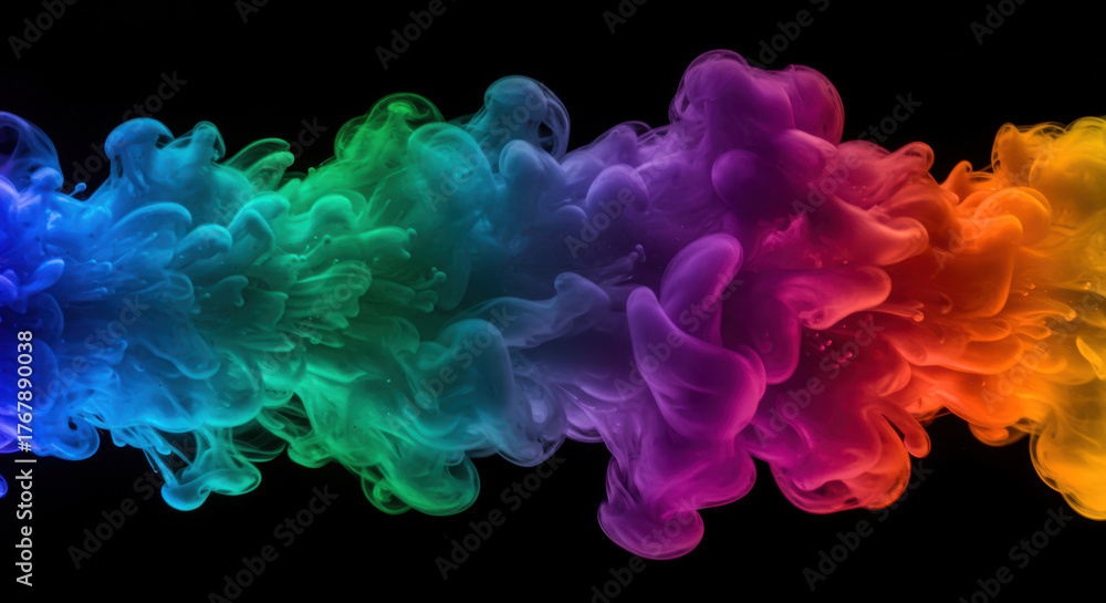 Obraz premium Colorful smoke cloud abstract background rainbow spectrum design element concept