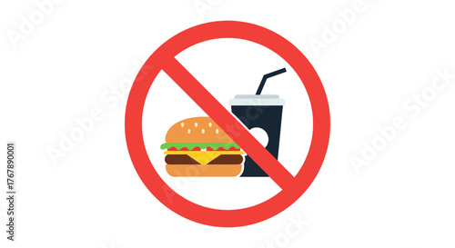 No junk food sign vector illustration for healthy eating and diet restrictions icon