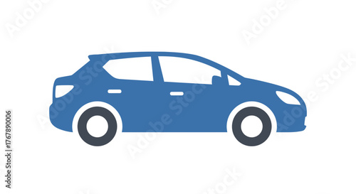 Blue hatchback car vector illustration for automotive design and transportation needs