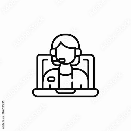 laptop inline support center icon sign vector