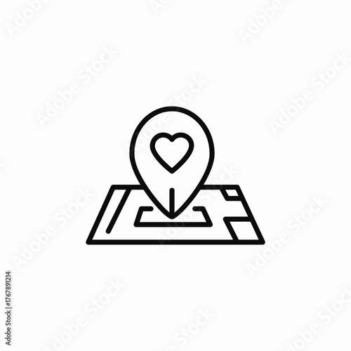 love heart location map icon sign vector