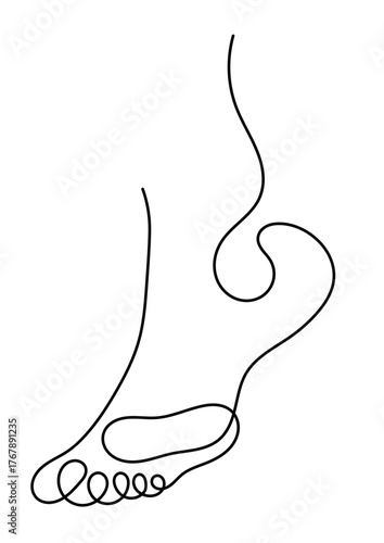 vector continuous line illustration of a foot