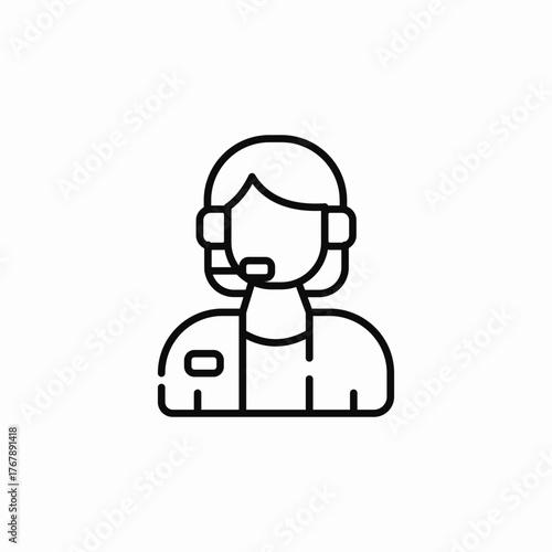 support center female worker icon sign vector