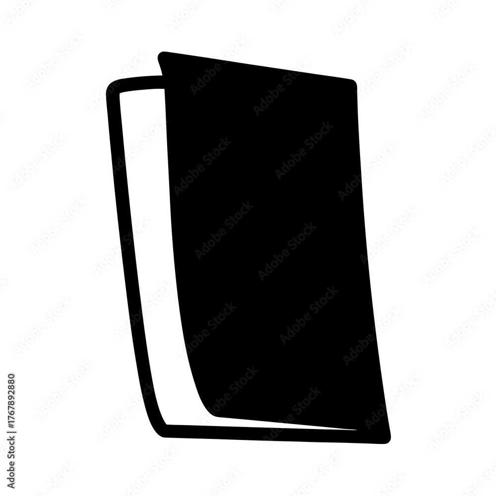 Fototapeta premium A minimalist icon illustrating a partially opened book with black cover