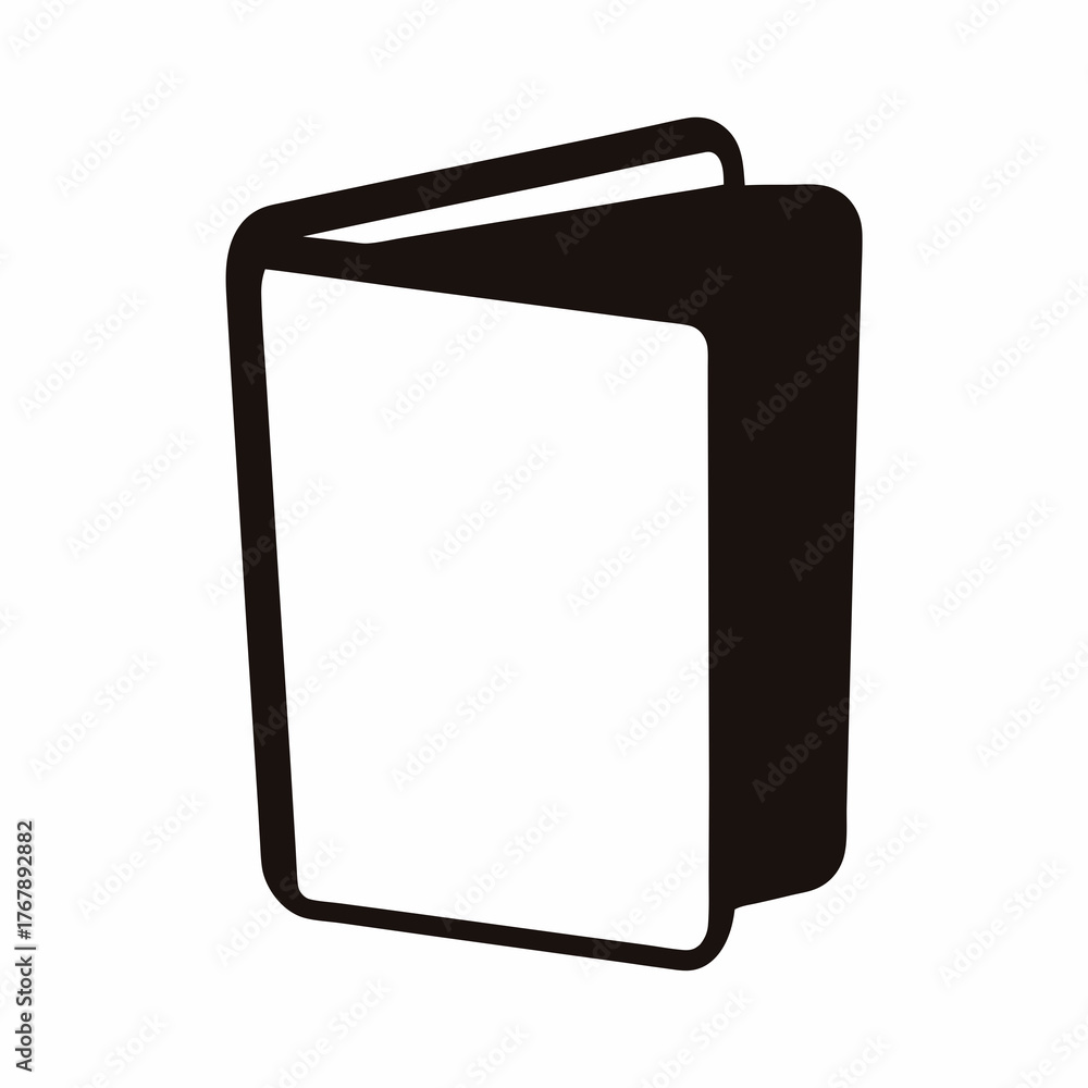 Fototapeta premium A simple minimalist open book silhouette in black and white design