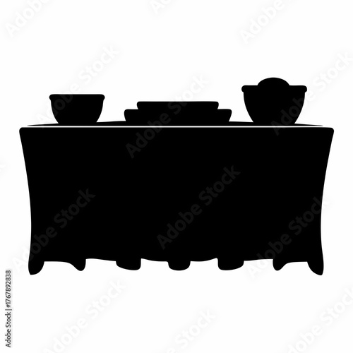 Elegant silhouette of dinnerware on table, showcasing culinary arrangement in style