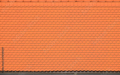 Red terracotta roof tiles pattern creating texture background