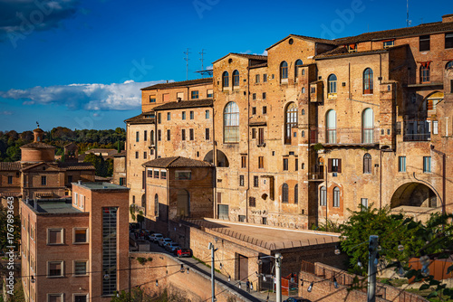 Old buildings in the city of Siena, Tuscany, Italy.