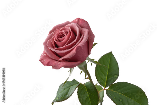 Delicate pink rose blooms gracefully, showcasing soft petals and vibrant green foliage.