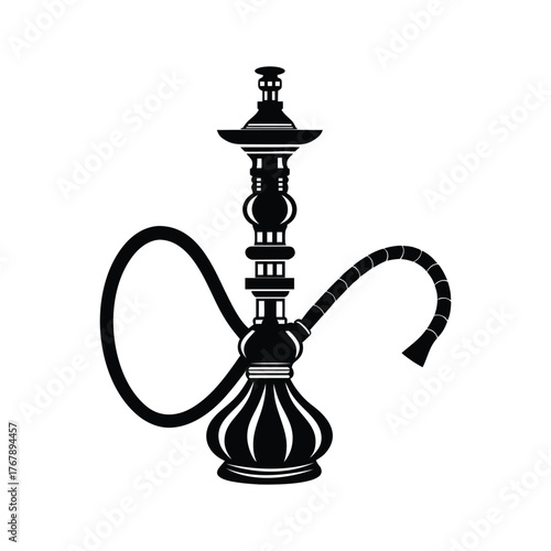 Black and white silhouette traditional hookah or shisha pipe design