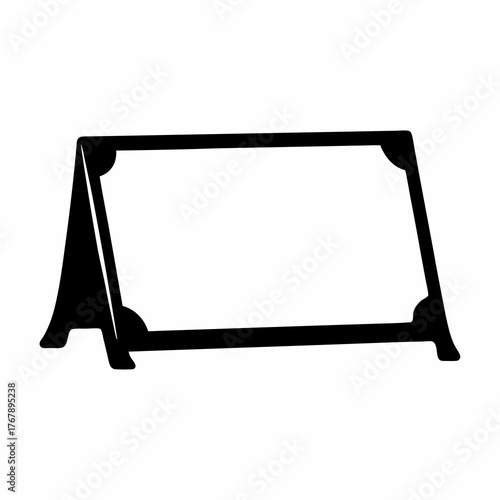 Black and White Illustration of a Tabletop Sign Board or Easel