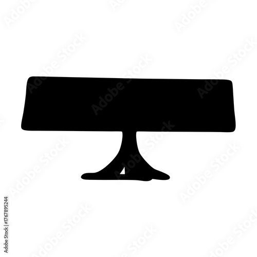 Silhouette of a rectangular table with abstract legs, isolated on white