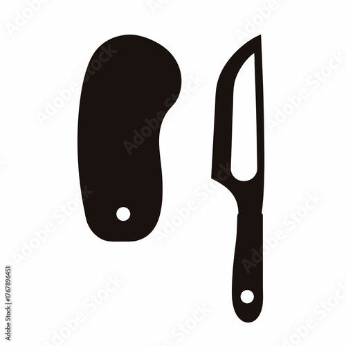 Minimalist silhouette image showcasing a peeler and a corresponding blade cover