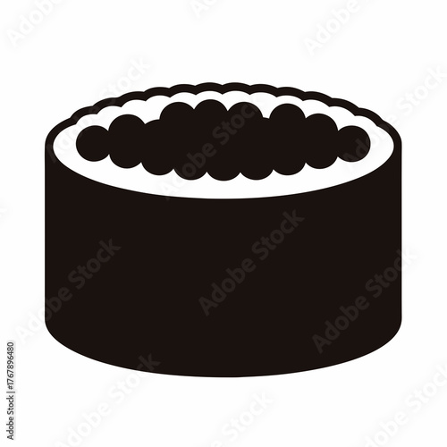 Simple and Stylized Gunkan Maki Sushi Roll Illustration in Black and White