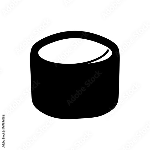 Simple Black and White Miso Soup Bowl Illustration on White Background