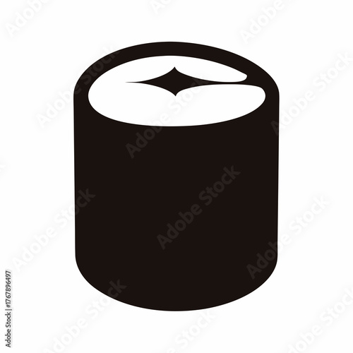 Simple Monochrome Illustration of Sushi Roll in a Minimalist Style