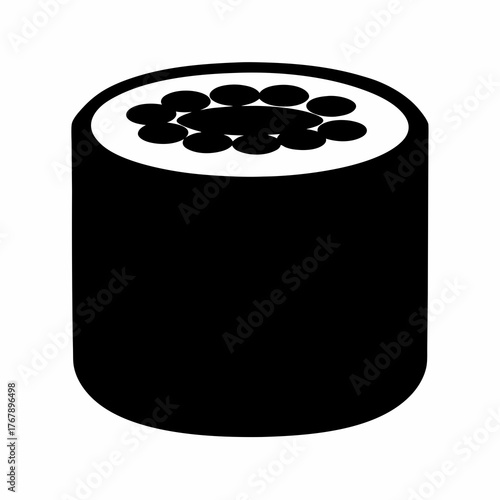 A minimalist depiction of a makizushi roll with visible roe filling