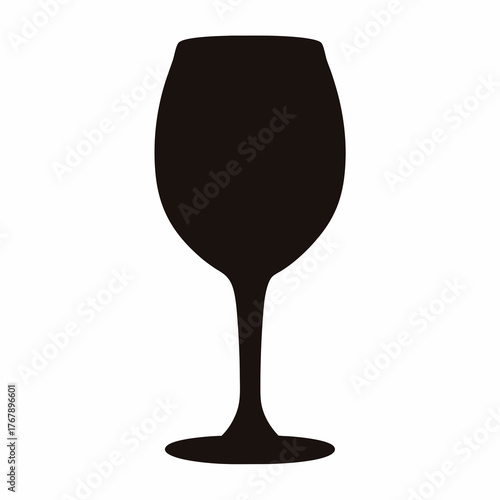 Elegant dark silhouette of a wine glass against a crisp white background