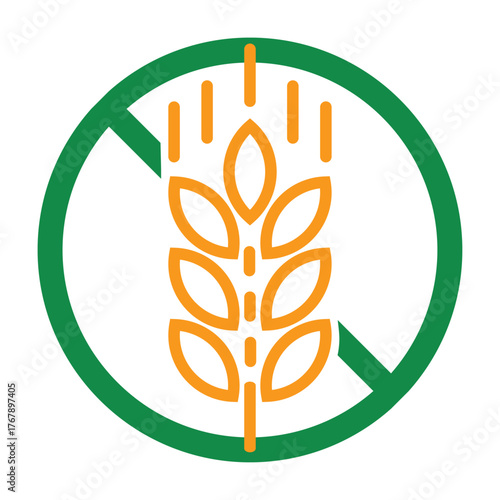 Gluten-free icon vector isolated on white background. Stalk of grain, wheat gluten-free grain vector icon label, round badge logo. EPS 10.