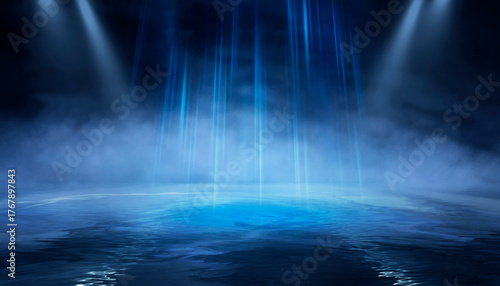 Dark night scene over water...