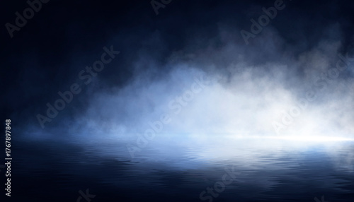 Dark night scene over water...