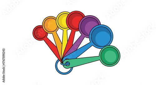 Set of Colorful Measuring Spoons on White Background.
