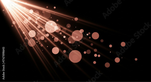 Radiant Light beam with Bokeh effect on a black background, a visual that evokes a sense of both the cosmic and the digital.  vector illustration