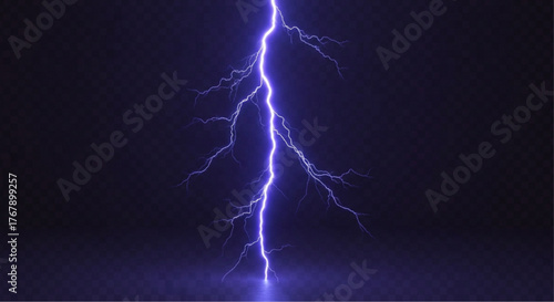 A striking image of a brilliant bolt of lightning illuminates the dark sky, showcasing the awesome power and beauty of nature's electrical display. vector illustration