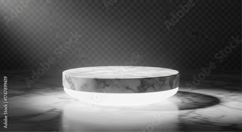 A minimalist product display with a clean marble pedestal, illuminated to highlight the showcase. Perfect for showcasing products or concepts. vector illustration