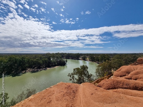Looking down on the Murray River from a cliff at Loxton in South Australia