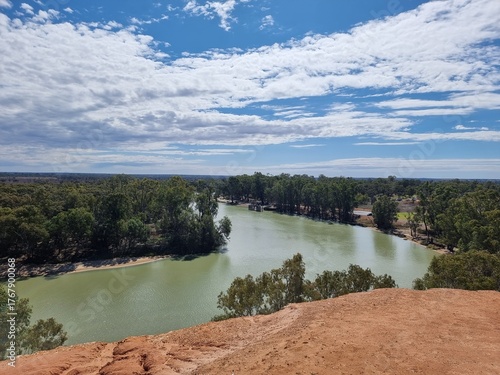 Looking down on the Murray River from a cliff at Loxton in South Australia