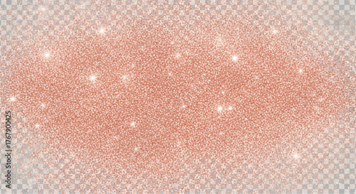 Sparkling rose gold glitter effect with a transparent background. A vibrant burst of shimmering particles, ideal for adding glamour and a touch of luxury to design. vector illustration