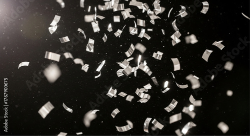 A captivating image showcases a cascade of shimmering confetti against a backdrop of the night sky, evoking a sense of celebration and joy.