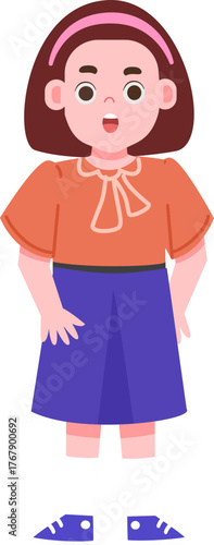 illustration of girl with surprised expression