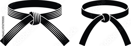 Martial Arts Black Belt Silhouette – Taekwondo Karate Judo Belt Vector Illustration