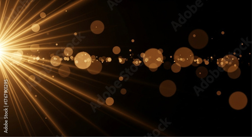 A burst of golden light radiates outward against a stark black backdrop, creating a captivating visual spectacle. vector illustration overlay