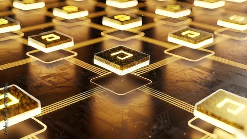 Futuristic digital grid with glowing nodes and connections, showcasing technology