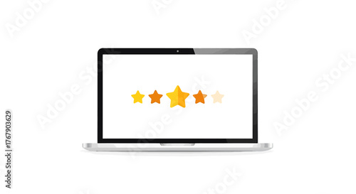 Laptop display with star rating Generated with AI, Vector illustration for reviews & feedback