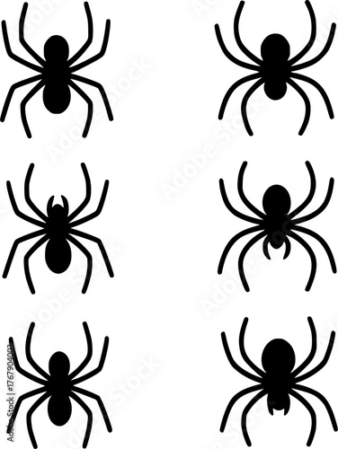 Vector illustration, silhouette of 6 Spiders