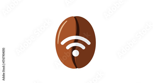 Coffee Bean WiFi Connection Vector Illustration Generated with AI For Cafe Lovers