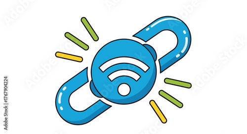 Generated with AI, Vector illustration of a Wi-Fi symbol within a link, symbolizing connectivity