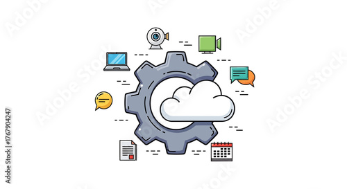 Cloud Technology Vector illustration Generated with AI, cloud computing solution