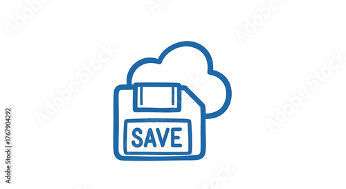 Generated with AI Cloud Save Icon Vector Illustration - Secure Data Storage and Backup