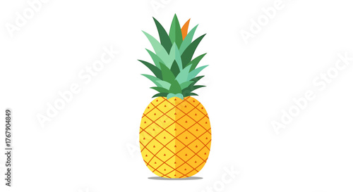 A fresh and ripe tropical pineapple fruit with a vibrant green crown, Vector illustration. Generated with AI