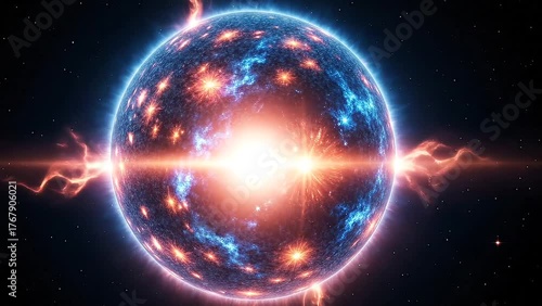 Wallpaper Mural Glowing energy sphere radiating light in deep cosmic space Torontodigital.ca