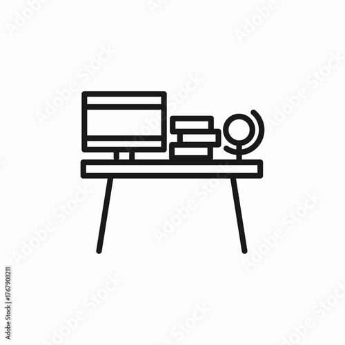 computer desk icon sign vector