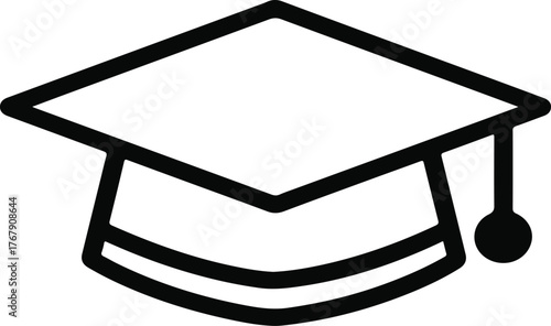 Simple line art icon of a graduation cap representing education and achievement